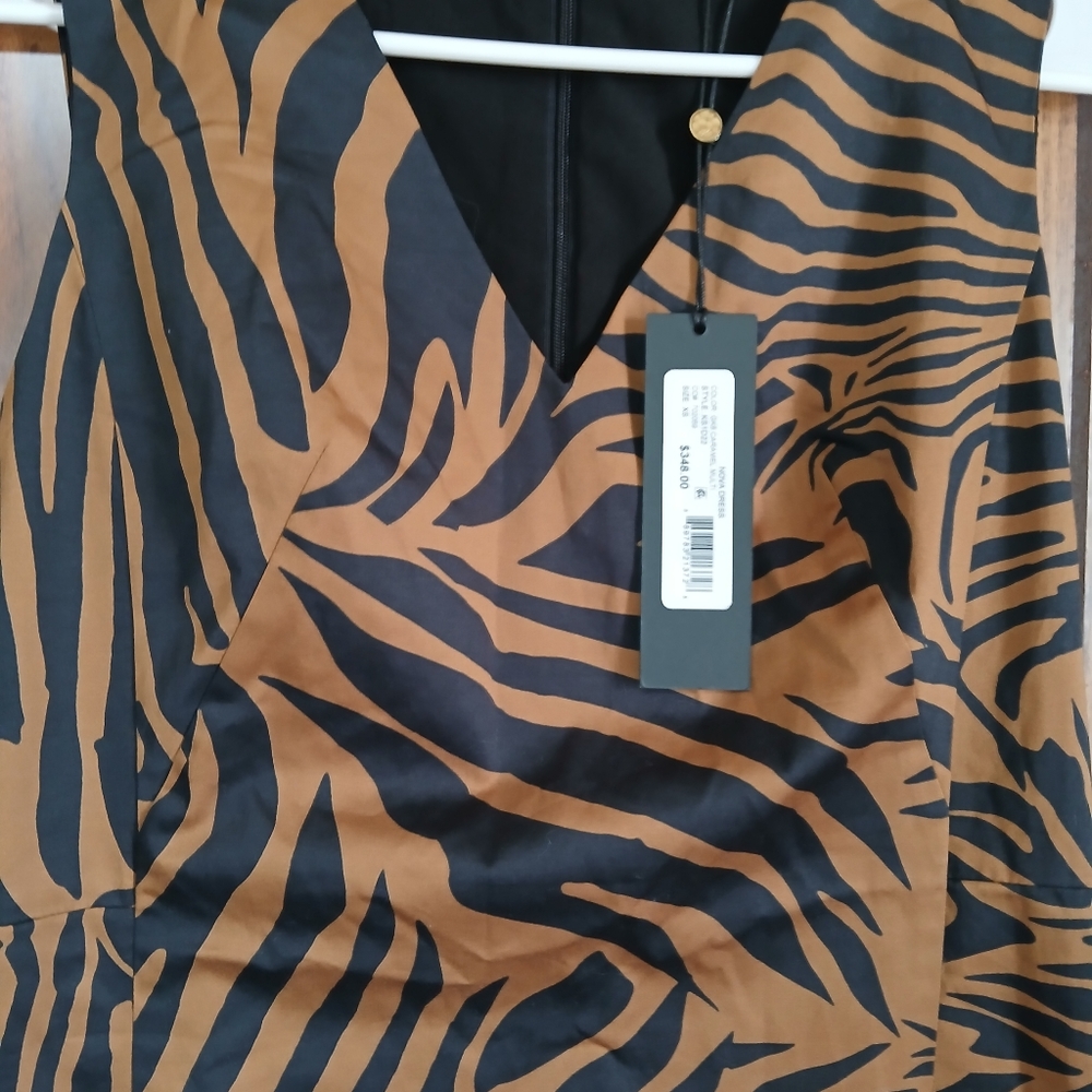 Kobi Halperin Nova -Tripe Sleeveless Dress Caramel Multi size Extra Small - Picture 4 of 7